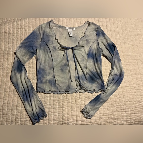 Caution to the Wind long Sleeve Mesh Toe-Front Cardigan Top Blue Size Medium - Picture 1 of 2